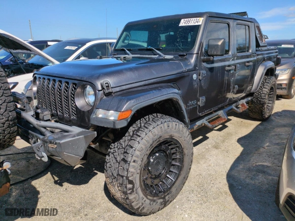 2021 Jeep Gladiator Texas Trail with VIN 1C6JJTAM6ML508229, listed as a Copart auction lot 74991134 with 0 mi miles and Non Repairable. Bid and sale history available at carsss.com. Image 1.