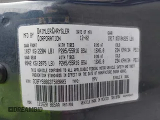 2003 Chrysler PT Cruiser Touring with VIN 3C8FY58B63T589003, listed as a IAAI auction lot 42326925 with 145,557 mi miles and . Bid and sale history available at DreamBid. Image 9.