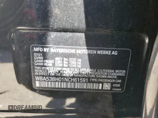 2022 BMW 5 Series 530i с VIN WBA53BH01NCH61591, выставлен на аукционе Copart как лот 48309365 с пробегом 59 687 миль миль и Списание • Salvage title. История ставок и продаж доступна на DreamBid. Изображение 12.