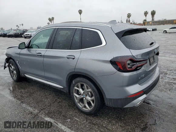 2023 BMW X3 sDrive30i with VIN 5UX43DP08P9S82575, listed as a Copart auction lot 47843655 with 4,696 mi miles and Salvage Title. Bid and sale history available at DreamBid. Image 2.