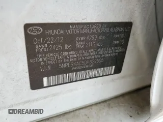 2013 Hyundai Sonata GLS with VIN 5NPEB4AC5DH629505, listed as a Copart auction lot 54120795 with 113,901 mi miles and Salvage Title. Bid and sale history available at carsss.com. Image 12.