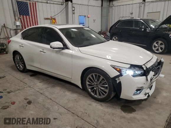 2022 Infiniti Q50 Luxe z VIN JN1EV7BR7NM340311, wystawiony jako Copart lot #53694445 z przebiegiem 12 308 mil mil oraz Szkoda całkowita • Salvage title. Historia ofert i sprzedaży dostępna na DreamBid. Obrazek 4.