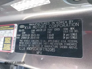 2015 Kia Sportage EX with VIN KNDPCCAC6F7762085, listed as a IAAI auction lot 42659208 with 114,723 mi miles and . Bid and sale history available at DreamBid. Image 9.