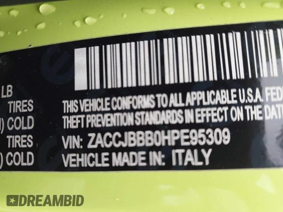 2017 Jeep Renegade Latitude z VIN ZACCJBBB0HPE95309, wystawiony jako IAAI lot #42330671 z przebiegiem 115 339 mil mil oraz . Historia ofert i sprzedaży dostępna na DreamBid. Obrazek 9.