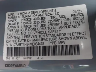 2021 Honda CR-V EX-L с VIN 7FART6H84ME034448, выставлен на аукционе IAAI как лот 42442337 с пробегом 32 623 миль миль и . История ставок и продаж доступна на DreamBid. Изображение 9.
