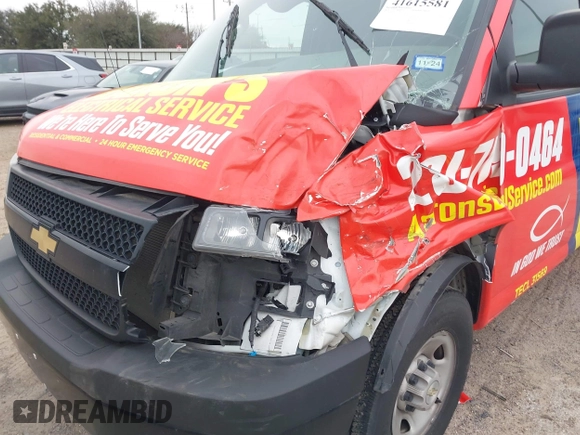 2023 Chevrolet Express Cargo with VIN 1GCWGAFP3P1219054, listed as a IAAI auction lot 41615581 with 36,622 mi miles and . Bid and sale history available at DreamBid. Image 6.