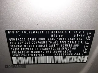 2014 Volkswagen Jetta Sedan SE w/Connectivity/Sunroof PZEV with VIN 3VWD17AJ9EM437804, listed as a IAAI auction lot 42026842 with 83,114 mi miles. Bid and sale history available at carsss.com. Image 9.