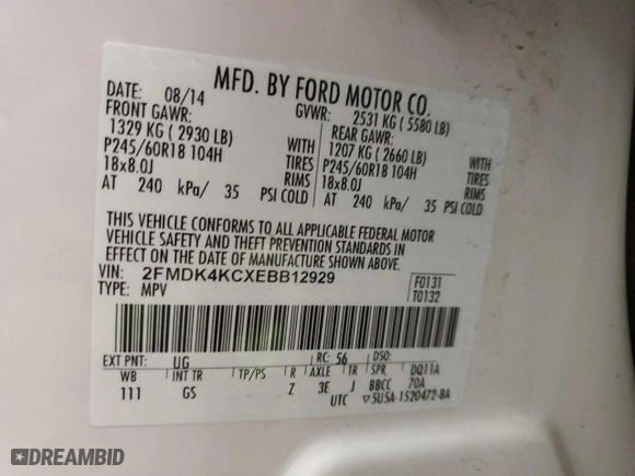 2014 Ford Edge Limited with VIN 2FMDK4KCXEBB12929, listed as a Copart auction lot 78457774 with 143,211 mi miles and Salvage Title. Bid and sale history available at carsss.com. Image 14.