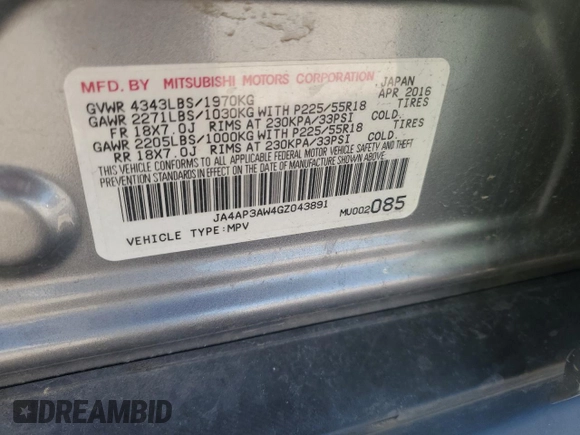 2016 Mitsubishi Outlander Sport 2.4 SE with VIN JA4AP3AW4GZ043891, listed as a Copart auction lot 41527225 with 136,676 mi miles and Clean Title. Bid and sale history available at carsss.com. Image 13.