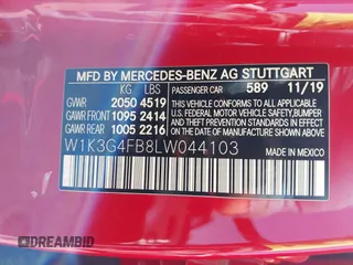 2020 Mercedes-Benz A 220 with VIN W1K3G4FB8LW044103, listed as a IAAI auction lot 42126567 with 56,657 mi miles and . Bid and sale history available at DreamBid. Image 9.