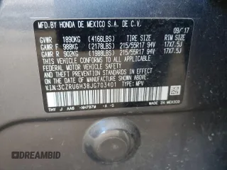 2018 Honda HR-V LX with VIN 3CZRU6H38JG703401, listed as a Copart auction lot 70567114 with 106,672 mi miles and Salvage Title. Bid and sale history available at carsss.com. Image 12.