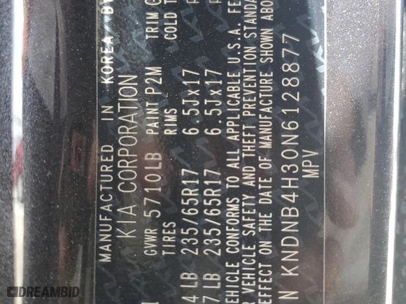 2022 Kia Carnival LXS with VIN KNDNB4H30N6128877, listed as a Copart auction lot 62847494 with 0 mi miles and Salvage Title. Bid and sale history available at carsss.com. Image 14.