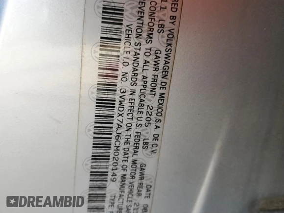 2012 Volkswagen Jetta Sedan SE w/Convenience & Sunroof with VIN 3VWDX7AJ6CM020149, listed as a Copart auction lot 85168804 with 134,611 mi miles and Salvage Title. Bid and sale history available at carsss.com. Image 12.