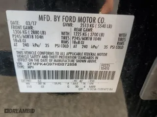2017 Ford Edge SE with VIN 2FMPK4G97HBB72858, listed as a Copart auction lot 53764965 with 143,433 mi miles and Clean Title. Bid and sale history available at carsss.com. Image 13.
