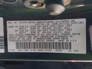 2006 Toyota Tacoma с VIN 5TEMU52N26Z285336, выставлен на аукционе IAAI как лот 41614093 с пробегом 122 980 миль миль и . История ставок и продаж доступна на DreamBid. Изображение 9.