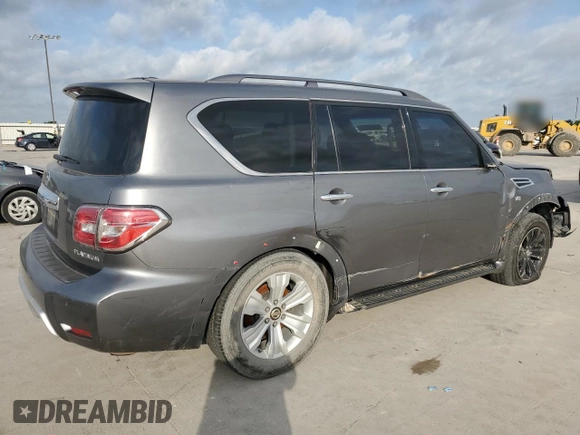 2017 Nissan Armada Platinum z VIN JN8AY2NE2H9700319, wystawiony jako Copart lot #51859735 z przebiegiem Nie podano mil oraz Szkoda całkowita • Salvage title. Historia ofert i sprzedaży dostępna na DreamBid. Obrazek 3.