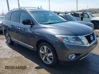 2013 Nissan Pathfinder Platinum with VIN 5N1AR2MM2DC628287, listed as a IAAI auction lot 42001656 with 93,999 mi miles and . Bid and sale history available at DreamBid. Image 1.