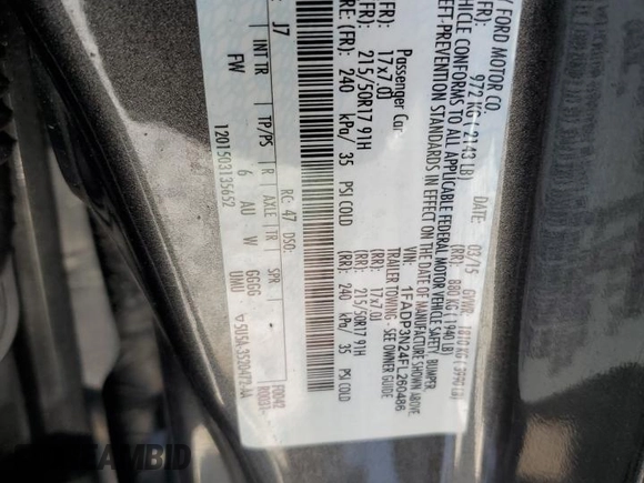 2015 Ford Focus Titanium with VIN 1FADP3N24FL260486, listed as a Copart auction lot 49856865 with Not provided miles and Clean title. Bid and sale history available at DreamBid. Image 14.
