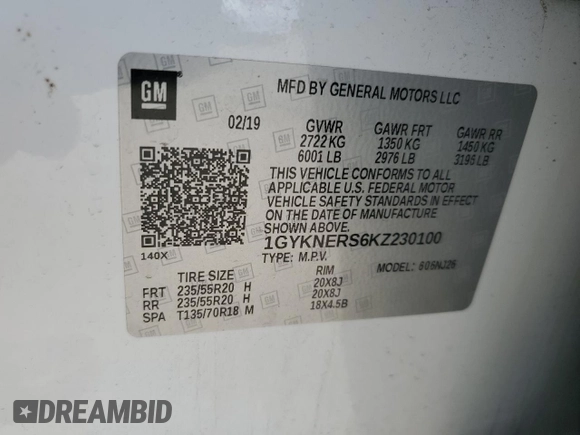 2019 Cadillac XT5 Premium Luxury FWD z VIN 1GYKNERS6KZ230100, wystawiony jako Copart lot #46347885 z przebiegiem 40 188 mil mil oraz Szkody całkowita. Historia ofert i sprzedaży dostępna na DreamBid. Obrazek 13.