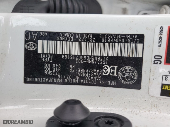 2016 Toyota Corolla L with VIN 2T1BURHE6GC715169, listed as a Copart auction lot 42035785 with 94,186 mi miles and Salvage Title. Bid and sale history available at carsss.com. Image 12.
