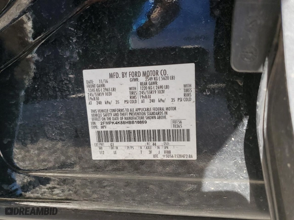 2017 Ford Edge Titanium with VIN 2FMPK4K88HBB18869, listed as a Copart auction lot 46296775 with 136,179 mi miles and Salvage Title. Bid and sale history available at carsss.com. Image 13.