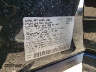2021 Audi SQ5 Premium Plus with VIN WA1B4AFY7M2040788, listed as a Copart auction lot 84320614 with 38,406 mi miles and Salvage Title. Bid and sale history available at DreamBid. Image 13.