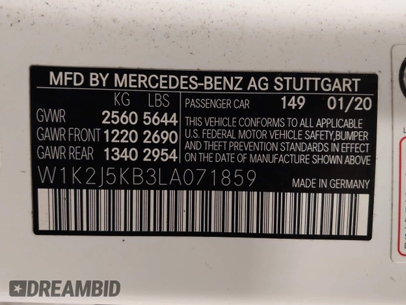 2020 Mercedes-Benz CLS 450 с VIN W1K2J5KB3LA071859, выставлен на аукционе IAAI как лот 42180062 с пробегом 18 267 миль миль и . История ставок и продаж доступна на DreamBid. Изображение 9.