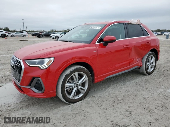 2022 Audi Q3 S line Premium Plus with VIN WA1EECF32N1147622, listed as a Copart auction lot 42111635 with 19,997 mi miles and Salvage Title. Bid and sale history available at carsss.com. Image 1.