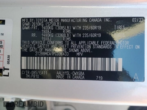 2023 Lexus RX with VIN 2T2BBMCA1PC006433, listed as a Copart auction lot 85911554 with 31,562 mi miles and Salvage Title. Bid and sale history available at carsss.com. Image 16.