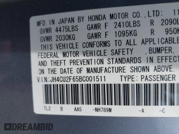 2011 Acura TSX z VIN JH4CU2F65BC001511, wystawiony jako IAAI lot #42098880 z przebiegiem 272 571 mil mil oraz . Historia ofert i sprzedaży dostępna na DreamBid. Obrazek 9.