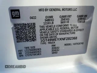 2022 GMC Sierra 3500HD Denali z VIN 1GT49WEYXNF282368, wystawiony jako Copart lot #76686364 z przebiegiem 63 832 mil mil oraz Szkody całkowita. Historia ofert i sprzedaży dostępna na DreamBid. Obrazek 12.