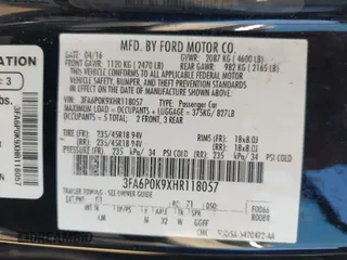 2017 Ford Fusion Titanium with VIN 3FA6P0K9XHR118057, listed as a IAAI auction lot 41982261 with 151,704 mi miles. Bid and sale history available at carsss.com. Image 9.