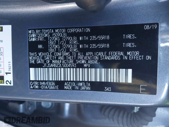 2020 Lexus NX 300 F Sport с VIN JTJSARBZ2L5004593, выставлен на аукционе IAAI как лот 41639223 с пробегом 110 408 миль миль и . История ставок и продаж доступна на DreamBid. Изображение 9.