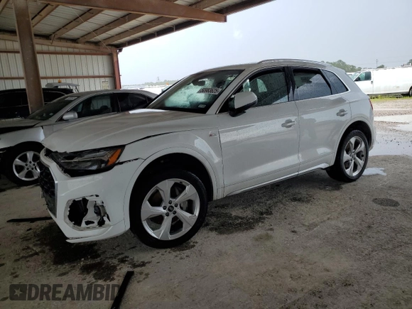 2024 Audi Q5 S line Premium Plus with VIN WA1EAAFY4R2023038, listed as a Copart auction lot 50983625 with 25,634 mi miles and Salvage title. Bid and sale history available at DreamBid. Image 1.