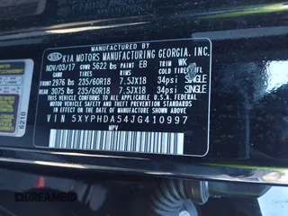 2018 Kia Sorento EX with VIN 5XYPHDA54JG410997, listed as a IAAI auction lot 41332269 with 163,742 mi miles and . Bid and sale history available at carsss.com. Image 9.