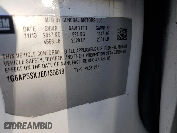 2014 Cadillac CTS Sedan RWD with VIN 1G6AP5SX0E0135819, listed as a Copart auction lot 42782185 with 187,456 mi miles and Salvage Title. Bid and sale history available at carsss.com. Image 12.