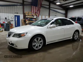 2009 Acura RL Tech Pkg with VIN JH4KB26679C002302, listed as a Copart auction lot 50381735 with 166,591 mi miles and Salvage Title. Bid and sale history available at carsss.com. Image 1.