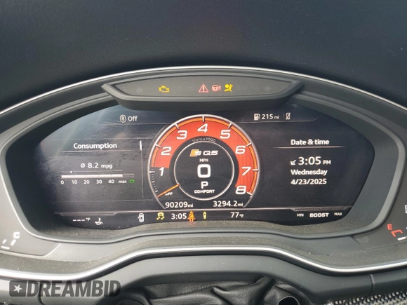 2020 Audi SQ5 Premium Plus with VIN WA1B4AFY5L2080284, listed as a Copart auction lot 49429065 with 90,209 mi miles and Salvage title. Bid and sale history available at DreamBid. Image 9.