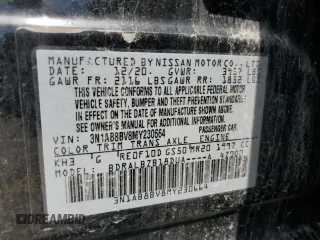 2021 Nissan Sentra S z VIN 3N1AB8BV8MY230664, wystawiony jako Copart lot #57080355 z przebiegiem 45 439 mil mil oraz Szkoda całkowita • Salvage title. Historia ofert i sprzedaży dostępna na DreamBid. Obrazek 12.