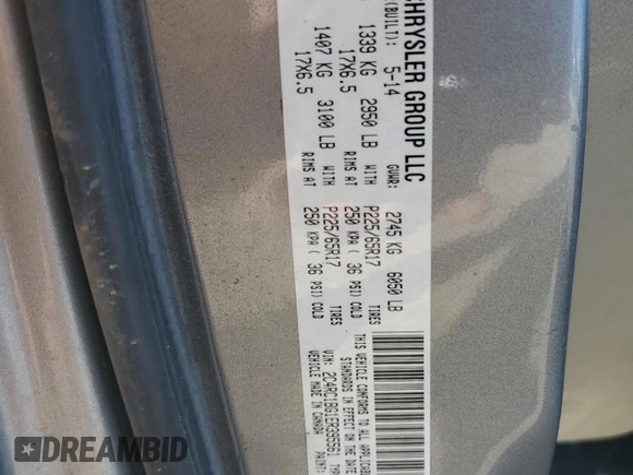 2014 Chrysler Town & Country Touring z VIN 2C4RC1BG1ER395561, wystawiony jako Copart lot #78031654 z przebiegiem Nie podano mil oraz Szkoda całkowita • Salvage title. Historia ofert i sprzedaży dostępna na DreamBid. Obrazek 13.