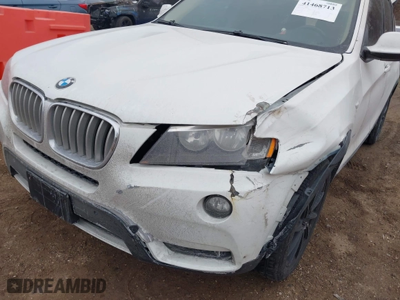 2013 BMW X3 xDrive28i with VIN 5UXWX9C55D0A27106, listed as a IAAI auction lot 41468713 with 198,996 mi miles. Bid and sale history available at carsss.com. Image 6.