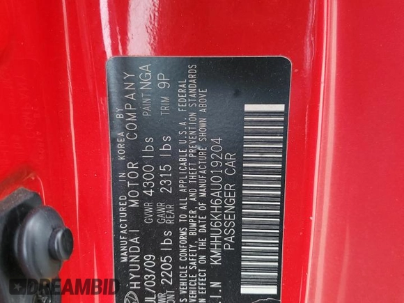 2010 Hyundai Genesis Coupe Grand Touring z VIN KMHHU6KH6AU019204, wystawiony jako Copart lot #78815124 z przebiegiem Nie podano mil oraz Szkoda całkowita • Salvage title. Historia ofert i sprzedaży dostępna na DreamBid. Obrazek 14.