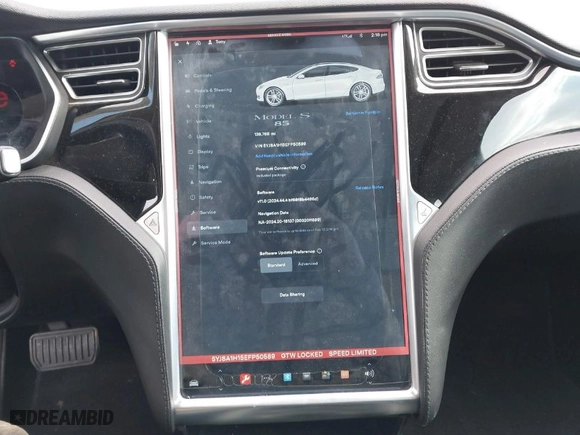 2014 Tesla Model S 60 kWh Battery with VIN 5YJSA1H15EFP50589, listed as a IAAI auction lot 41553114 with NaN miles. Bid and sale history available at carsss.com. Image 17.