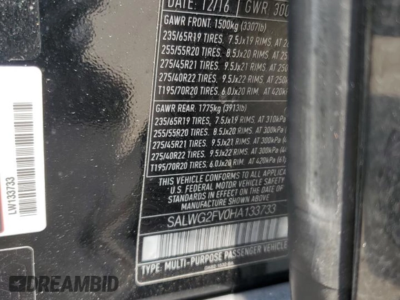 2017 Land Rover Range Rover Sport SE z VIN SALWG2FV0HA133733, wystawiony jako Copart lot #59618445 z przebiegiem 50 688 mil mil oraz Szkoda całkowita • Salvage title. Historia ofert i sprzedaży dostępna na DreamBid. Obrazek 13.