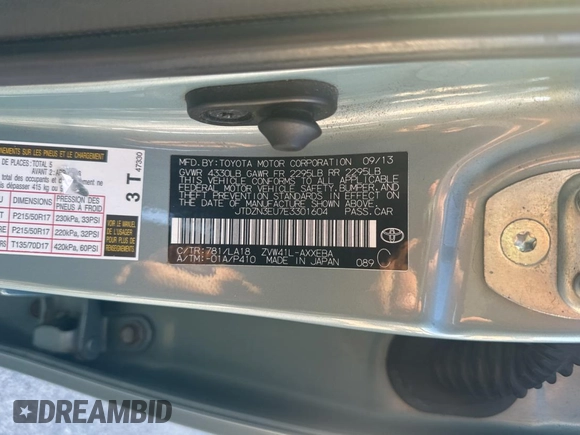 2014 Toyota Prius Two with VIN JTDZN3EU7E3301604, listed as a Copart auction lot 61496655 with 181,276 mi miles and Clean title. Bid and sale history available at DreamBid. Image 10.