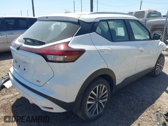 2023 Nissan Kicks SV with VIN 3N1CP5CV6PL481238, listed as a IAAI auction lot 42014768 with 28,555 mi miles and . Bid and sale history available at DreamBid. Image 4.