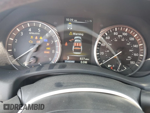 2024 Infiniti Q50 Red Sport 400 with VIN JN1FV7DPXRM660289, listed as a Copart auction lot 45370295 with 827 mi miles and Clean Title. Bid and sale history available at DreamBid. Image 9.