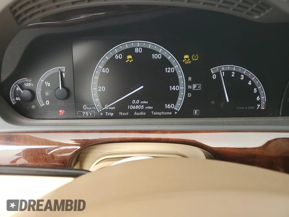 2011 Mercedes-Benz S 550 with VIN WDDNG8GB4BA365646, listed as a Copart auction lot 52162925 with 106,805 mi miles and Salvage Title. Bid and sale history available at DreamBid. Image 9.