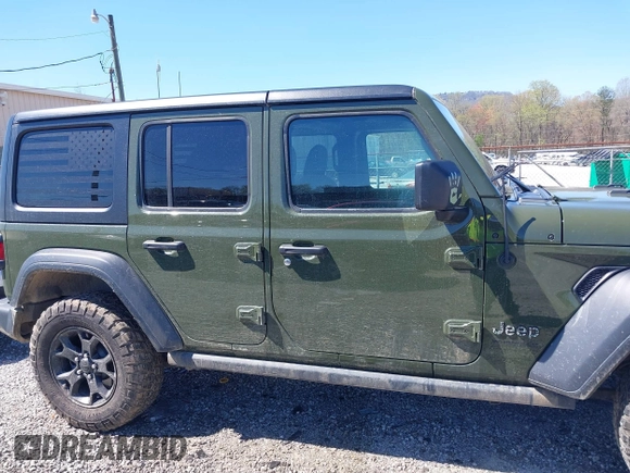 2021 Jeep Wrangler Unlimited Sport S with VIN 1C4HJXDG5MW804748, listed as a IAAI auction lot 41878895 with 35,839 mi miles and . Bid and sale history available at DreamBid. Image 13.