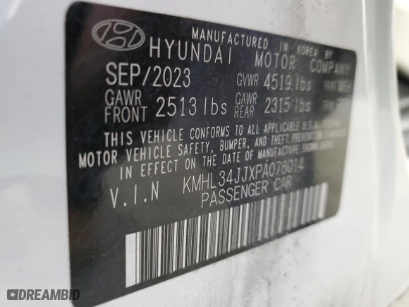 2023 Hyundai Sonata Hybrid SEL with VIN KMHL34JJXPA078014, listed as a Copart auction lot 42442455 with 17,281 mi miles and Salvage Title. Bid and sale history available at carsss.com. Image 14.